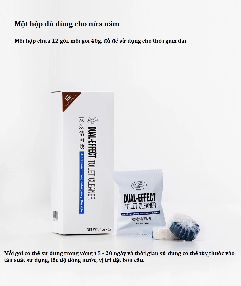 Chất tẩy rửa nhà vệ sinh tác động kép Xiaomi Clean-n-Fresh (40g x 12 gói)